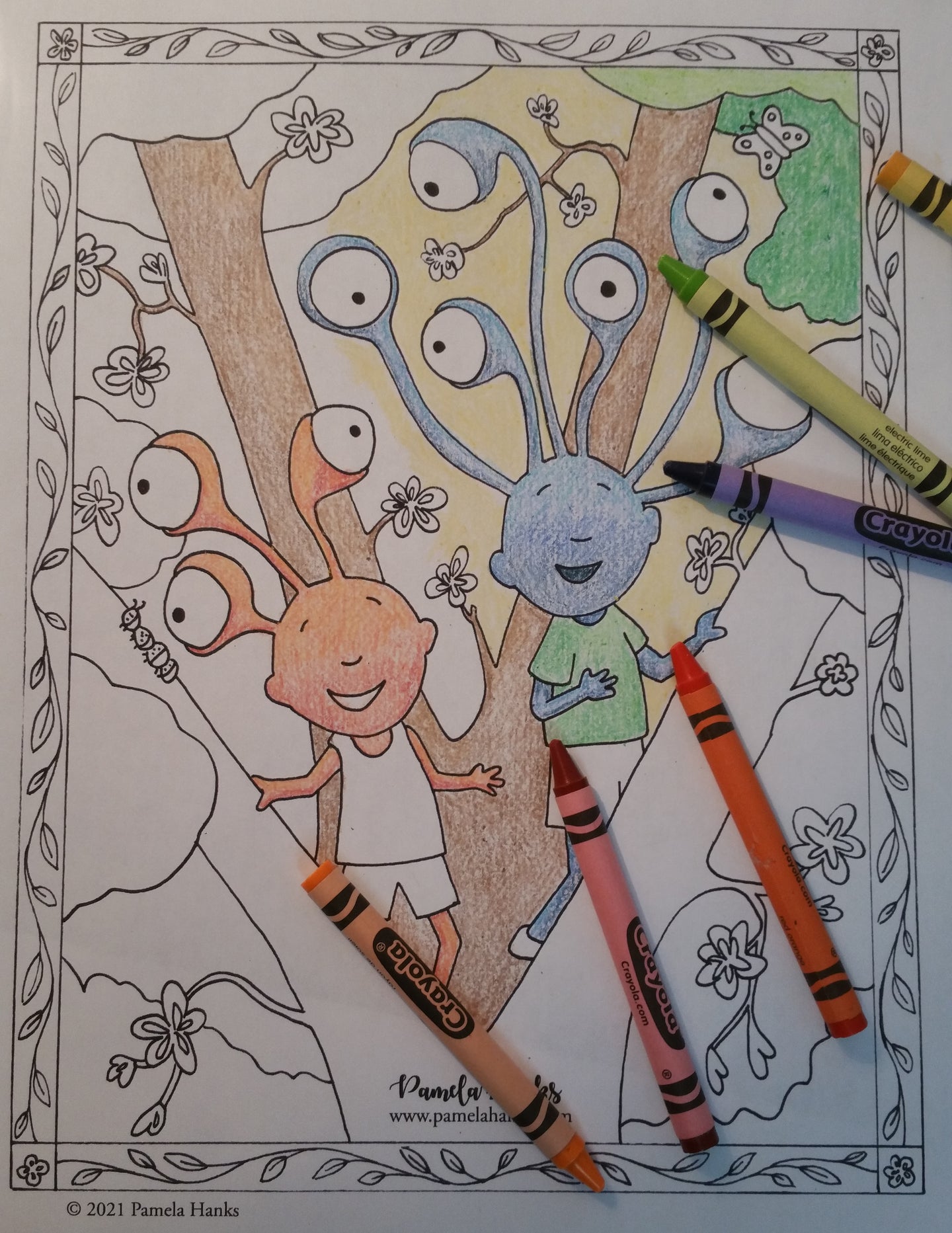 Up a Tree: Coloring Page