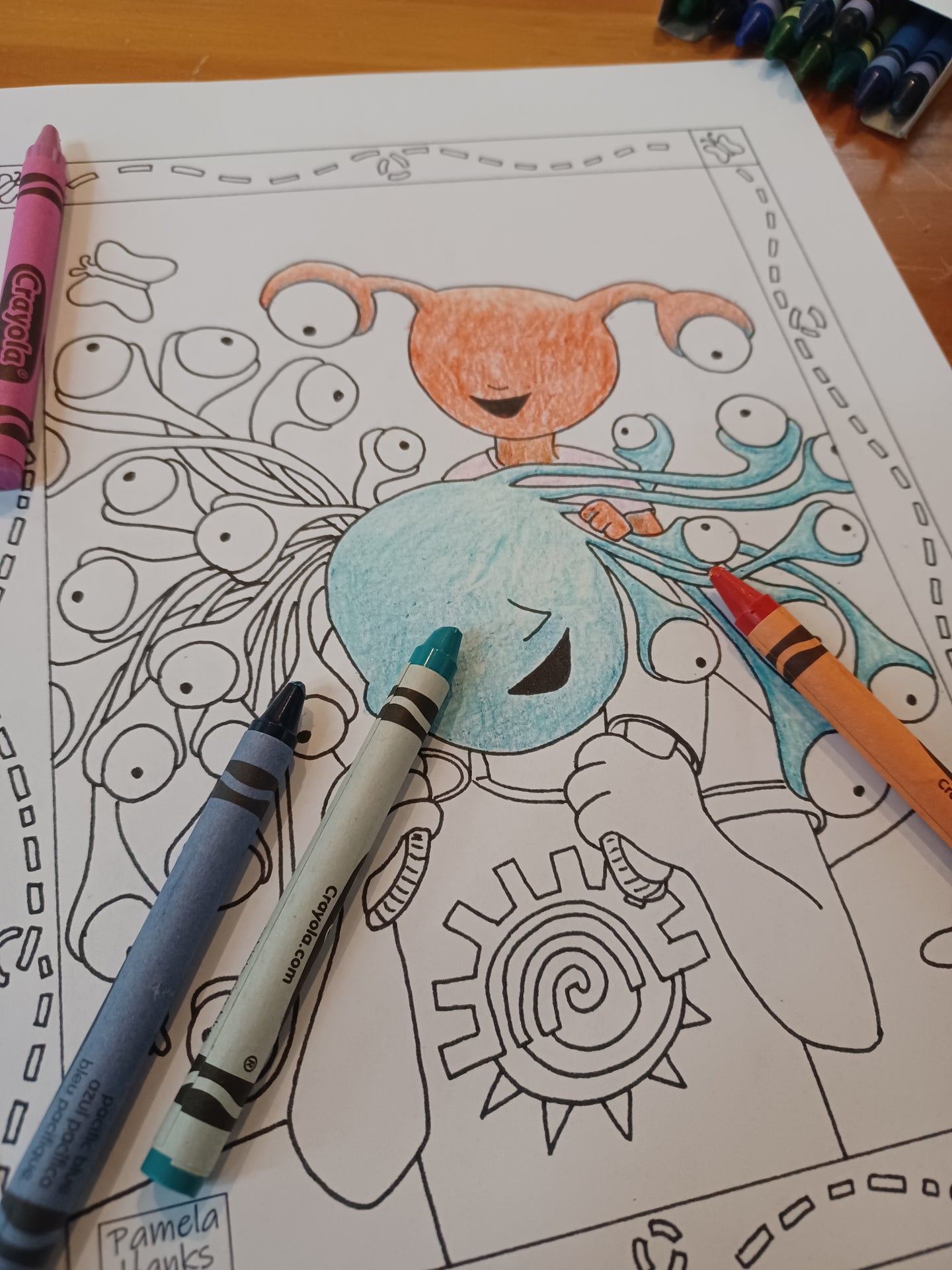 Piggy Back Ride Alien Coloring Page